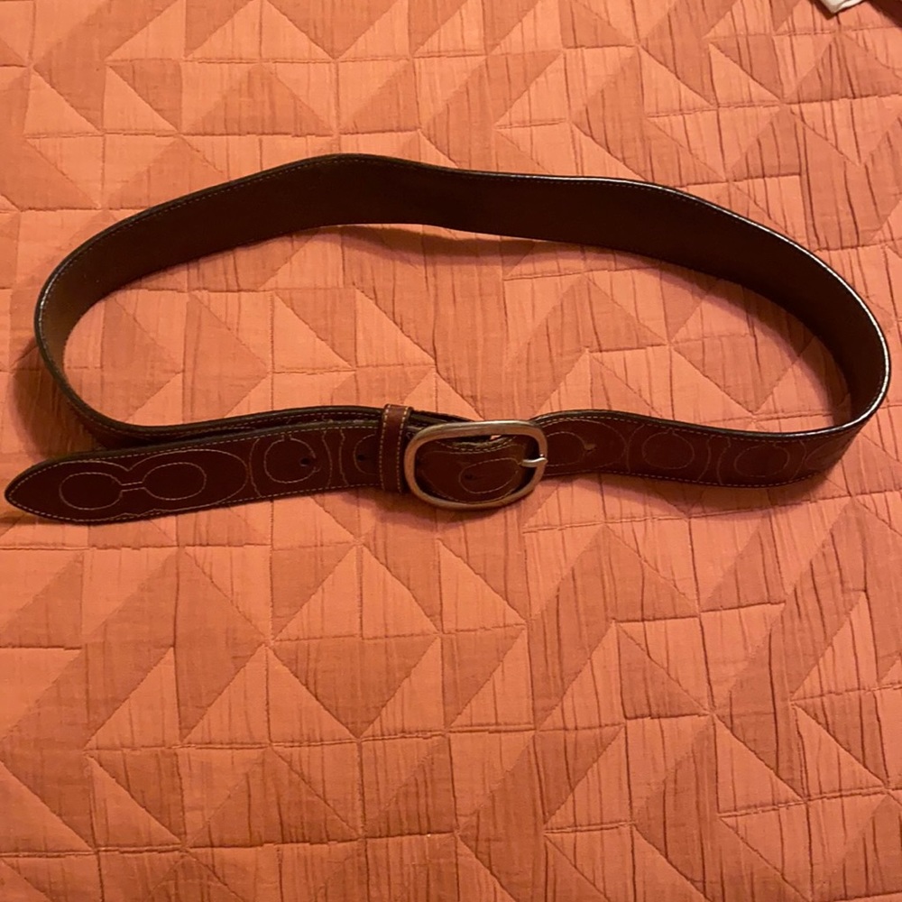 Coach Leather Brown Belt, Size:Medium
